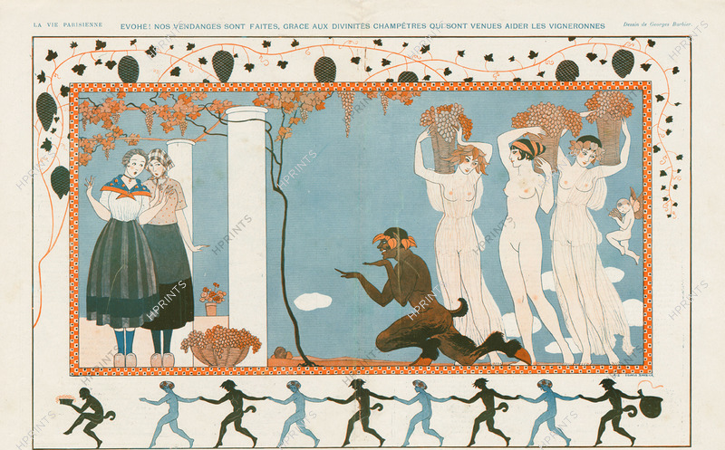 George Barbier 1915 Nos Vendanges... Grapes Harvest Nude Faun.png