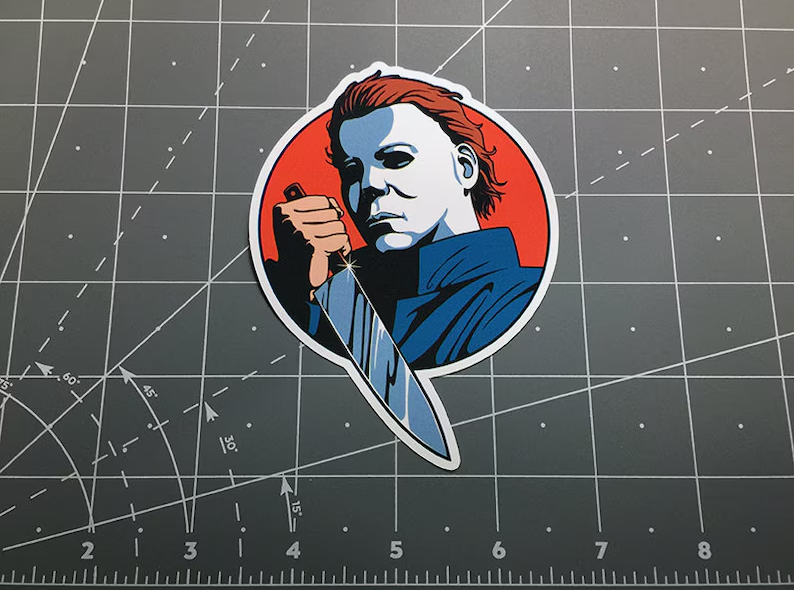 Michael Myers estilo retro vinilo calcomanía pegatina HALLOWEEN película serie 1980s 70s 80s.png