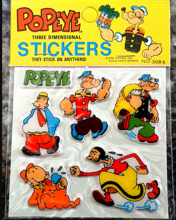 Popeye  Pegatinas, Vintage de la década de 1980.png